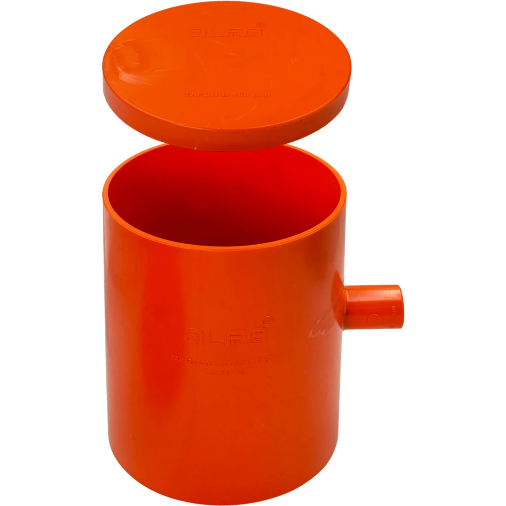 Imagen 2 de 160x25mm Naranjo Camara De Registro Tapa PVC Certificacion SEC