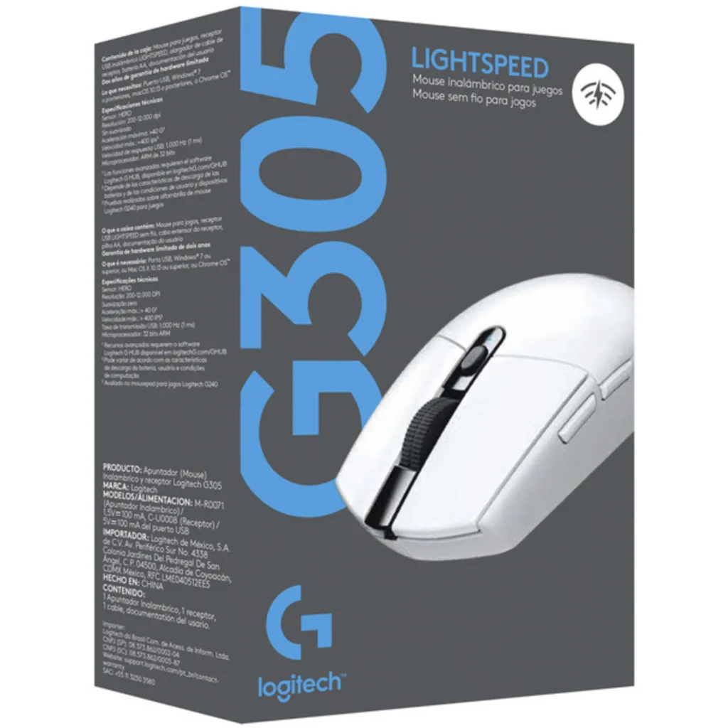 Imagen 1 de Mouse Gamer Inalámbrico Logitech G305 LigthSpeed 12000dpi 6 Botones Blanco
