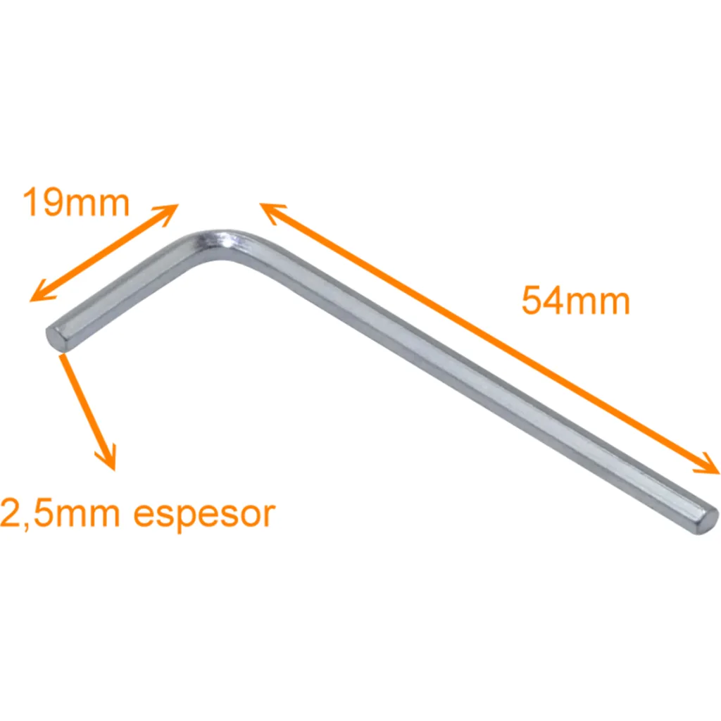 Imagen 1 de Llave Allen 2,5mm x 54mm x 19mm Hexagonal 2.5mm