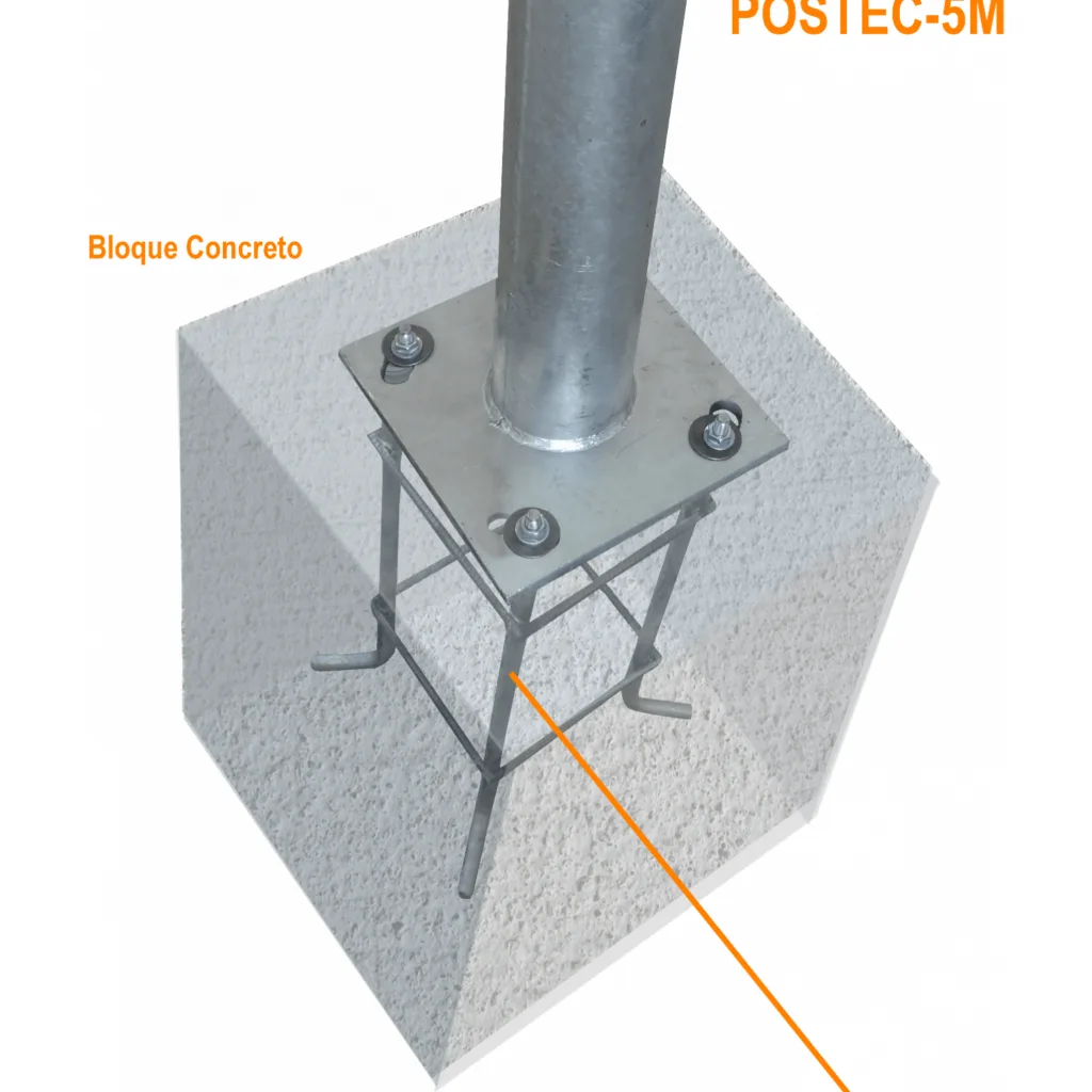 Imagen 4 de Alt-355mm 18x18cm Canastillo Fierro ObraCivil Base p/POSTEC-4M Hex23mm