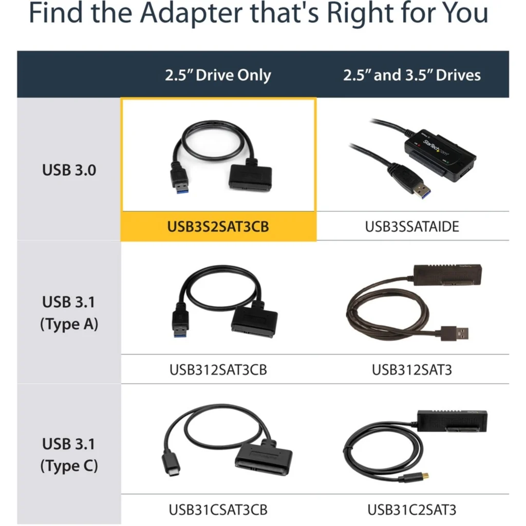 Imagen 8 de Adaptador StarTech USB3S2SAT3CB, Cable USB 3.0 a HDD 2.5" SATA III 0.5m