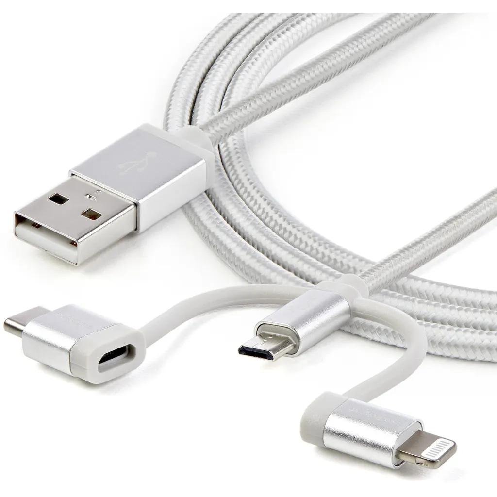 Imagen 6 de Cable StarTech USB 2.0 Tipo-A Macho a USB Apple Lightning / Tipo-C / Micro-B 1mt