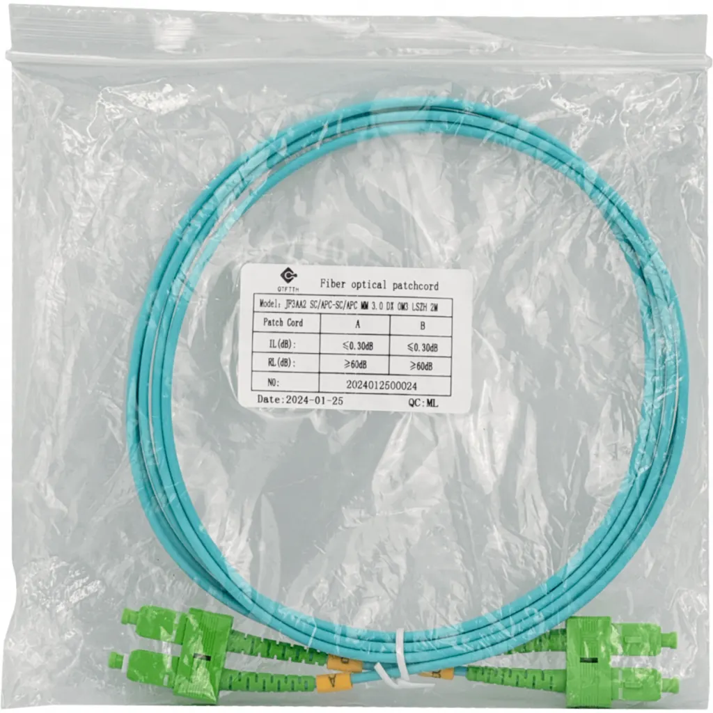 Imagen 2 de 2mt SC/APC-SC/APC OM3 Multimodo MM Duplex Jumper Fibra LSZH