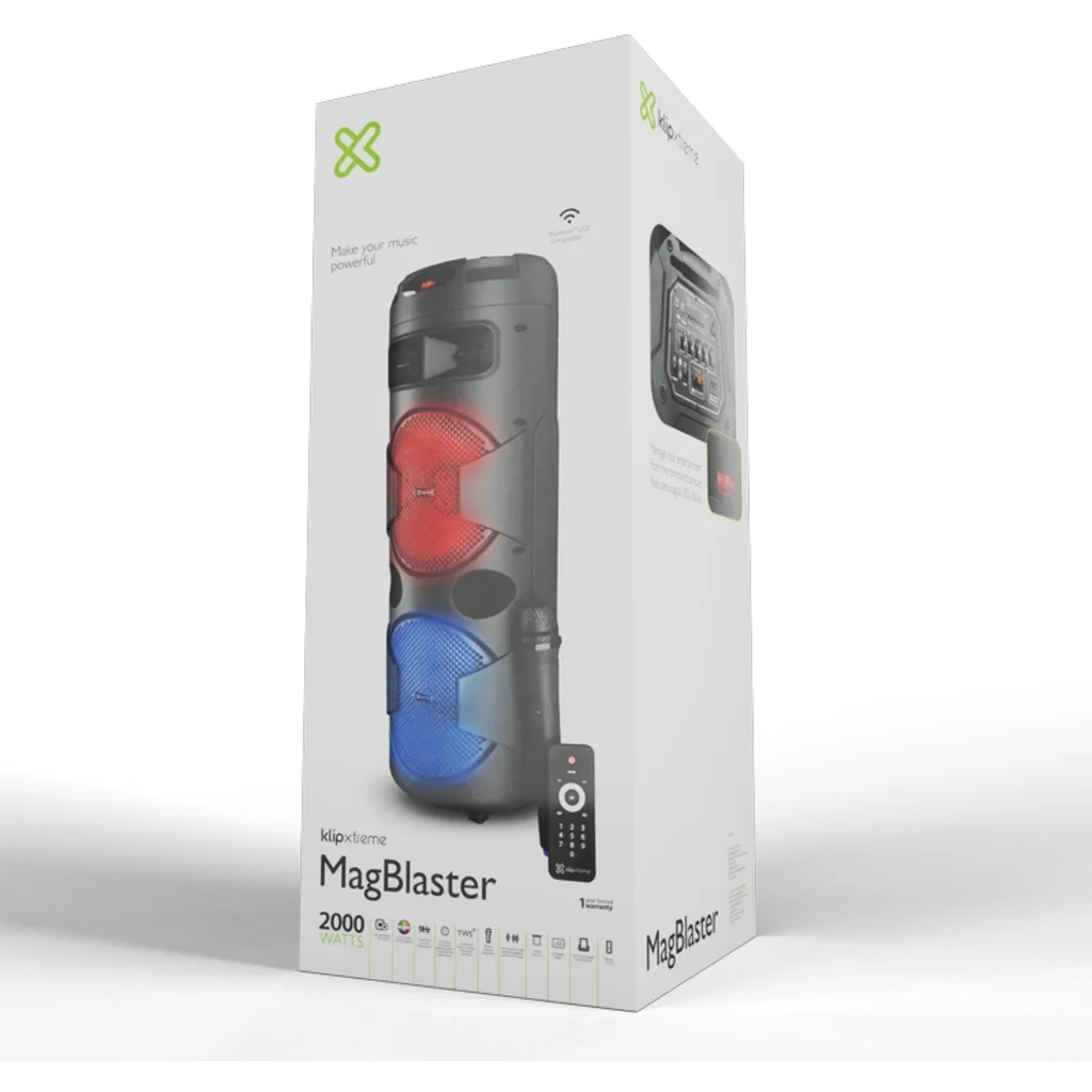 Imagen 13 de Sistema de Parlantes Klip X MagBlaster KLS-601, 2000W 2x8" Battery Mic Bluetooth