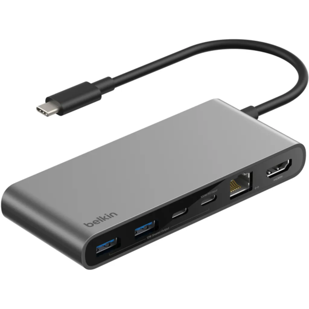 Adaptador HUB Belkin multipuerto 8en1 USB-C a 2*USB-A 2*USB-C HDMI LAN