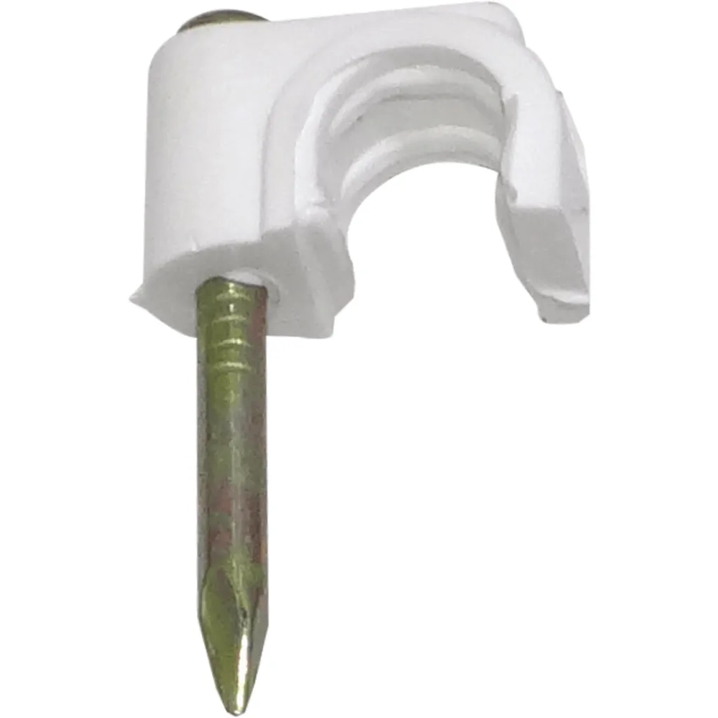 Imagen 1 de KALOP 50-UN C6 Blanca 6x6mm Clavo-15x2mm Zincado Sujeta-Cable Coaxial