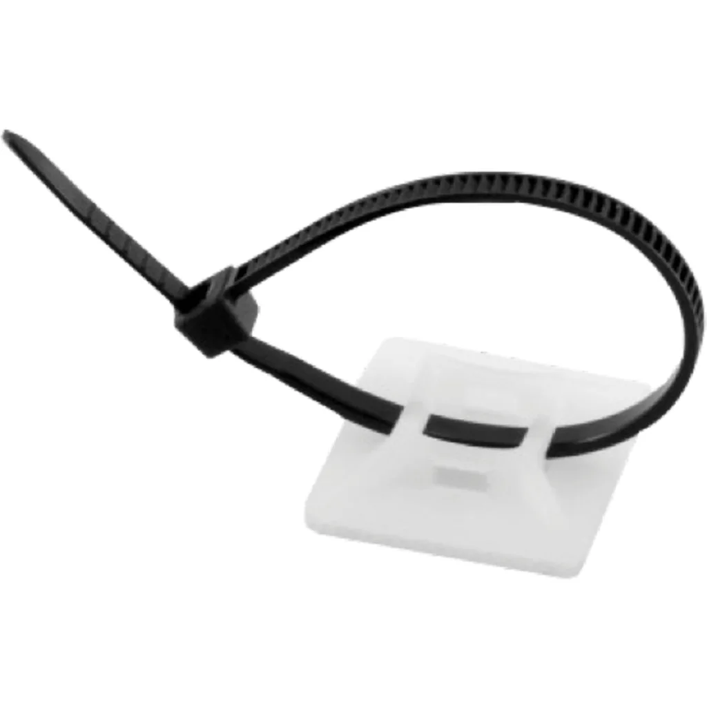 Imagen 3 de 100-un 2x2cm Fijacion Autoadhesiva Base Blanca p/Amarra 4mm