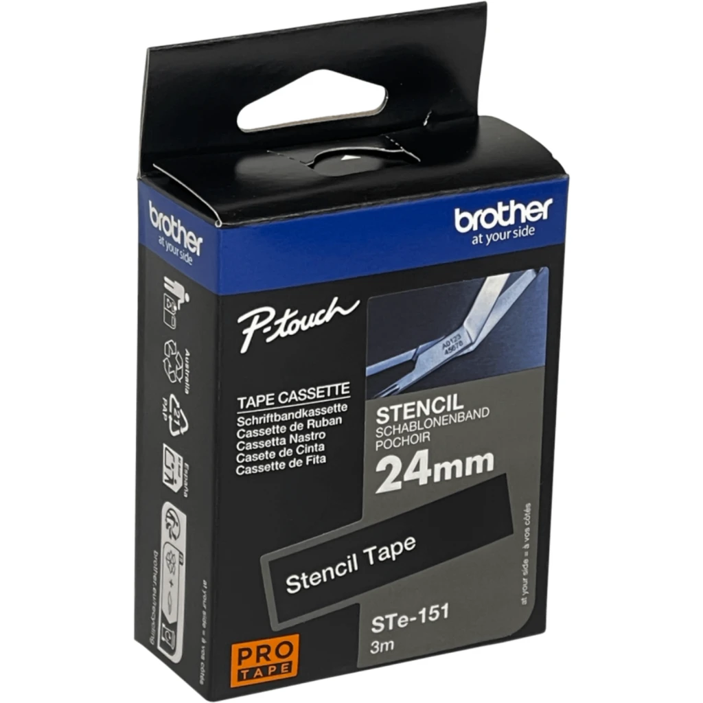 Imagen 1 de BROTHER 24mm Stencil Cinta 3mt p/PT-E550WVP/D600VP reutilizable
