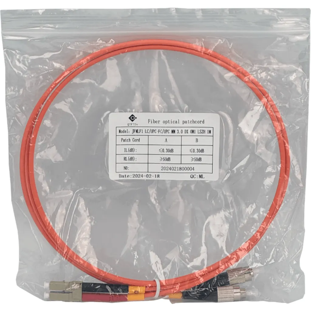 Imagen 1 de 1mt LC-FC OM1 MultiModo MM Duplex Jumper Fibra 62.5/125um LSZH 