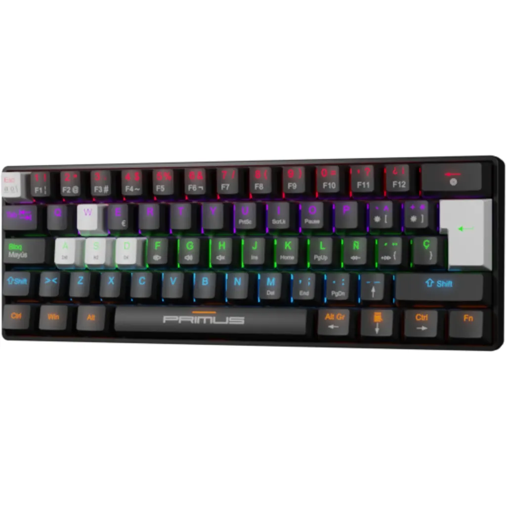 Primus Gaming - Keyboard - Wired - Spanish - USB 2.0 - Ergonomic Design - Black &amp; white