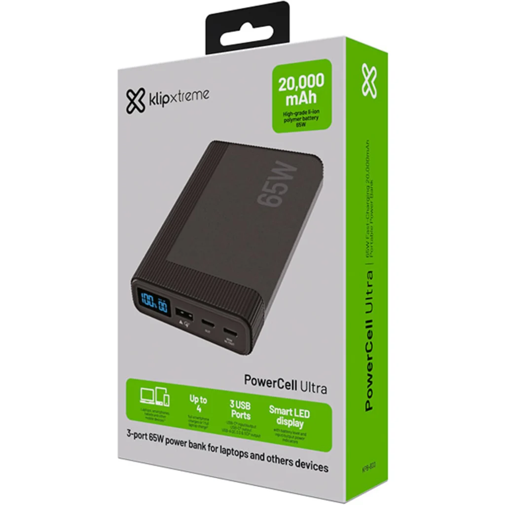 Imagen 5 de Klip Xtreme - Power bank - 65 Watt - 24 pin USB-C - 4 pin USB Type A / 24 pin USB-C - Lithium polymer - Para Universal