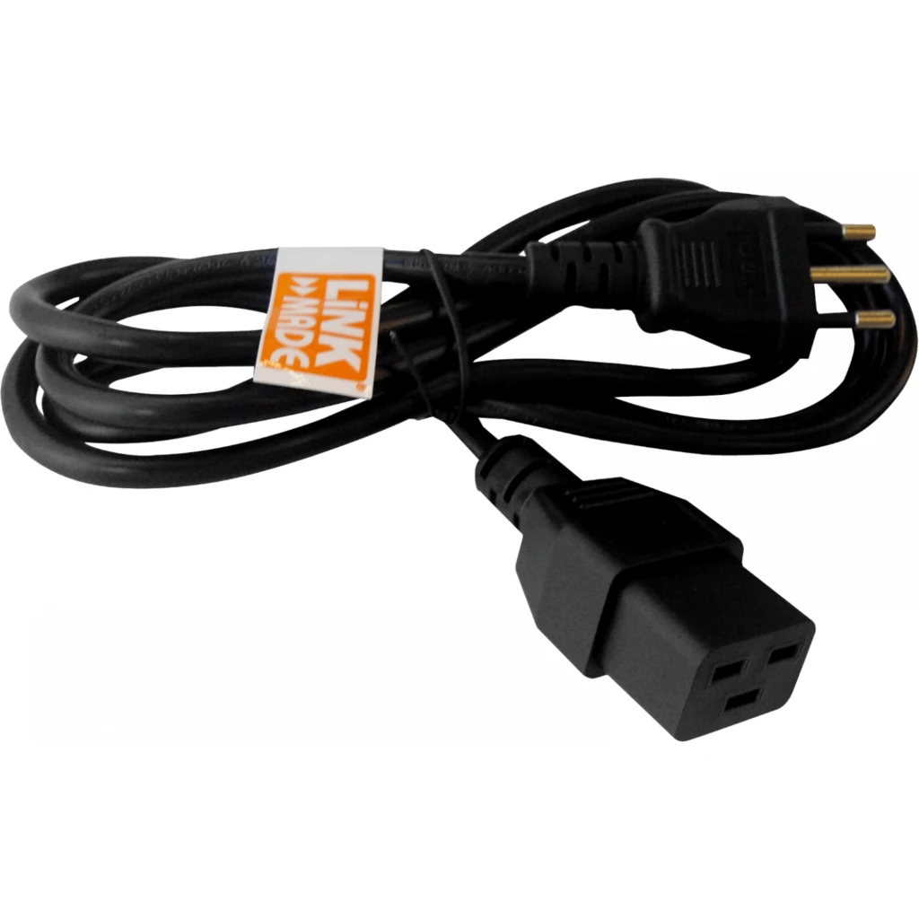 Cable de Energía C19 a Enchufe Maco Chile 3*1.0mm2 1.4mts Negro