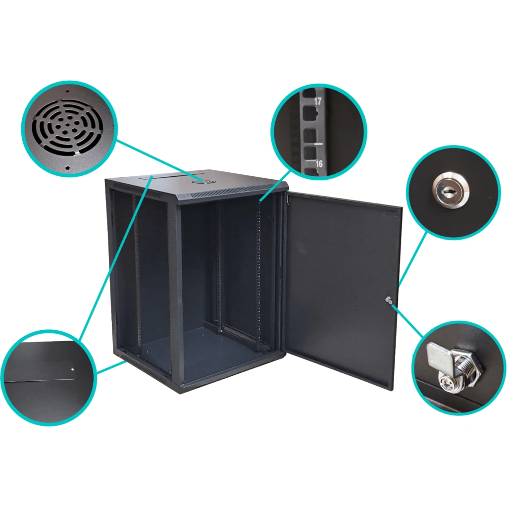 Imagen 2 de Rack 17U ciego Fondo-60cm Ancho-19p Mural-Pared Alto-86cm