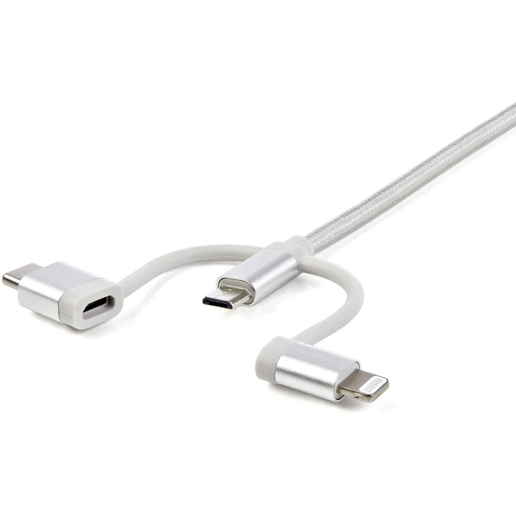 Imagen 1 de Cable StarTech USB 2.0 Tipo-A Macho a USB Apple Lightning / Tipo-C / Micro-B 1mt