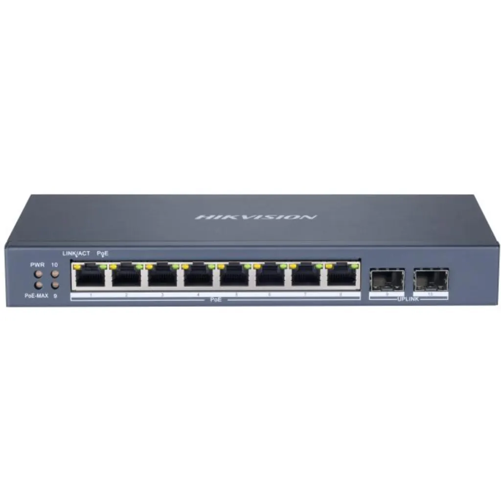 Imagen 1 de SWITCH 10/ 100/ 1000 10P/ 8P POE + 2 P FIBRA DS-3E1510P-SI(O-STD) HIKVISION