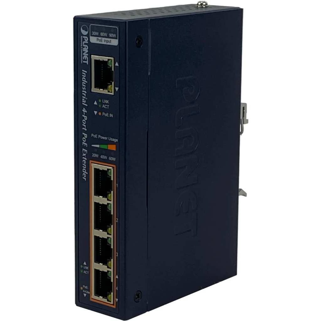 Imagen 6 de PLANET Switch 5-1000 in-60W 4-PoE-af/at Extender Riel-DIN Industrial