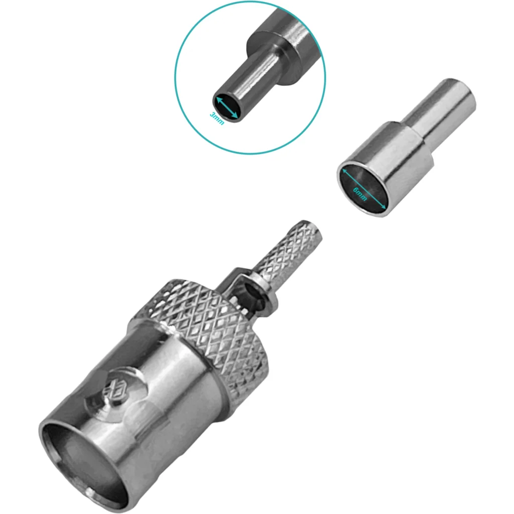 Imagen 2 de BNC-Hembra RG316 Conector Coaxial Crimpeable CA100 RG174