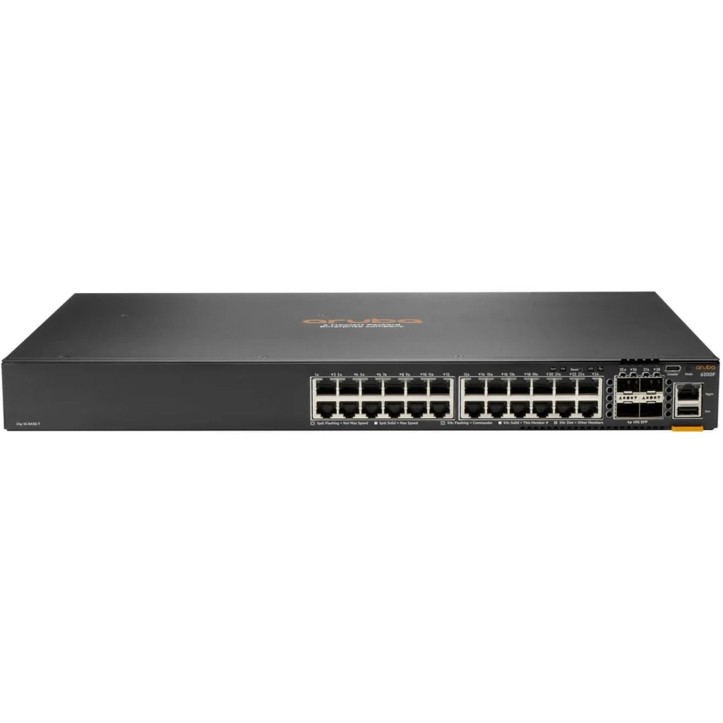 Switch HPE Aruba CX 6200F 24G PoE Clase-4 4 SFP+ 370 W