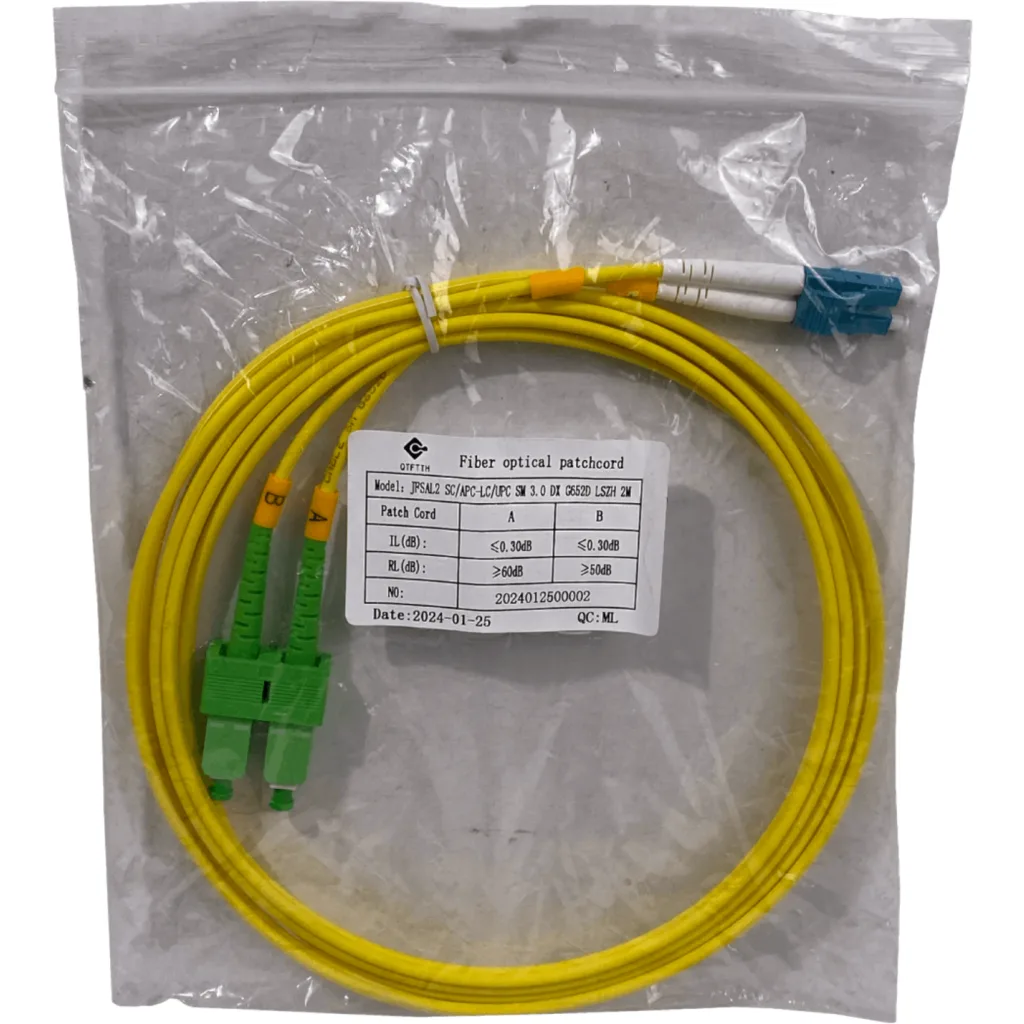 Imagen 1 de 2mt SC/APC-LC/UPC MonoModo SM Duplex Jumper Cable Fibra 9/125um 3mm