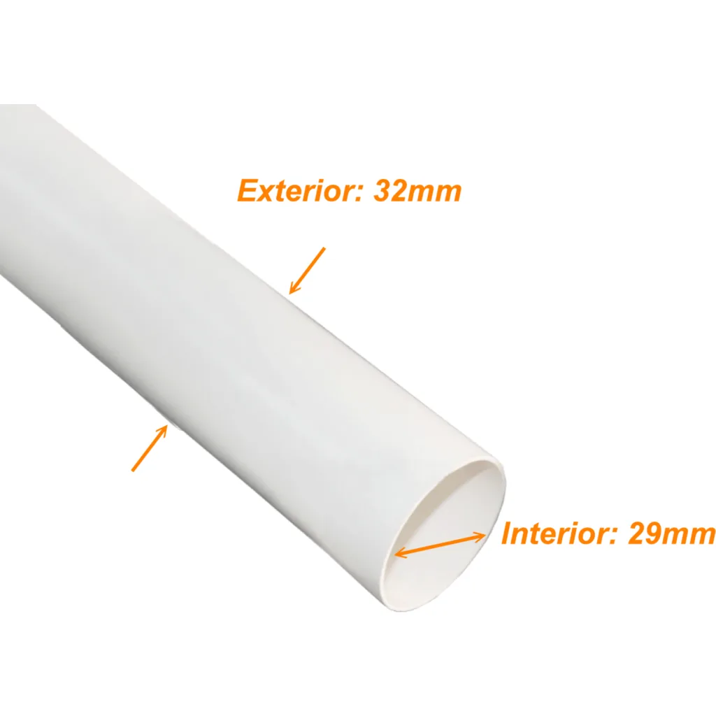 LINKCHIP 3mt 32mm x 1,5mm Tubo Conduit Blanco PVC solo corriente debil