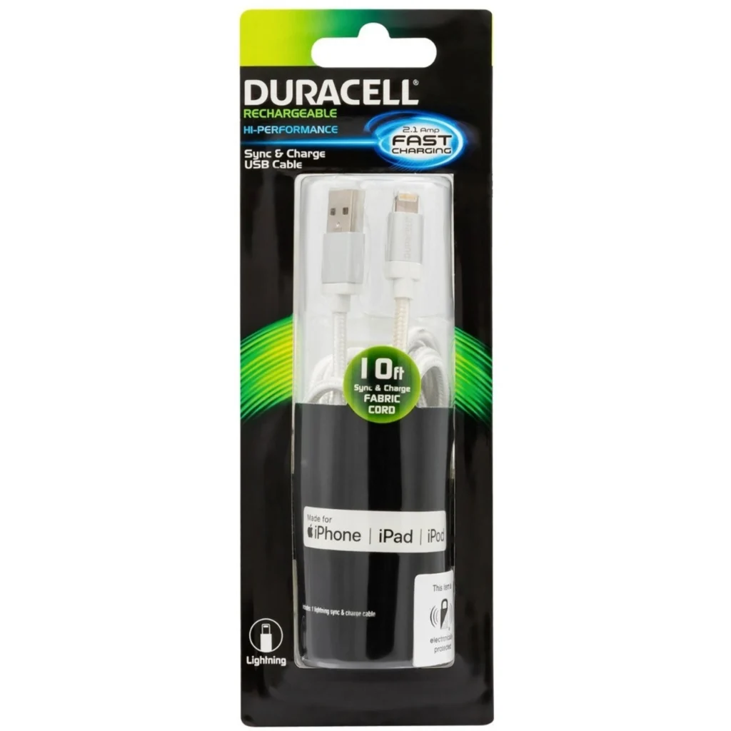 Imagen 2 de Cable USB-A a Lightning 2.1amp 3mts para iPhone - Duracell PR397