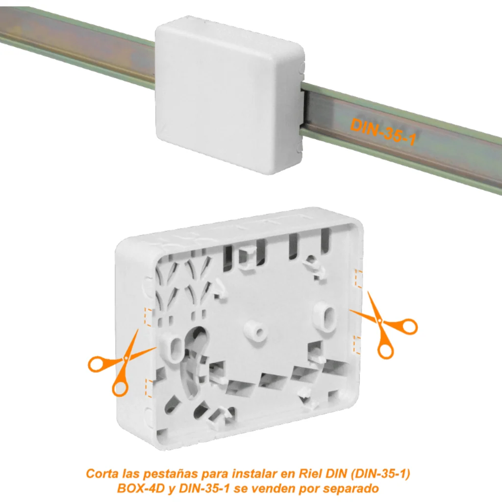 Imagen 1 de Caja Blanca p/Riel-DIN inc-4-Mang 2-CL-Rectang IP20 para Fibra NAP