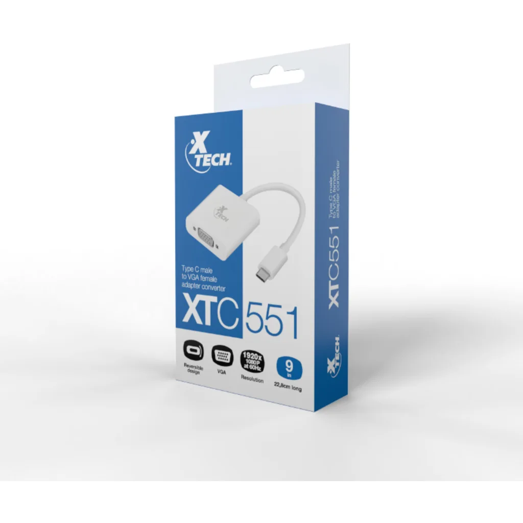 Imagen 4 de Adaptador XTech VGA Hembra con Conector USB-C Macho Long Cable 23 cm Blanco