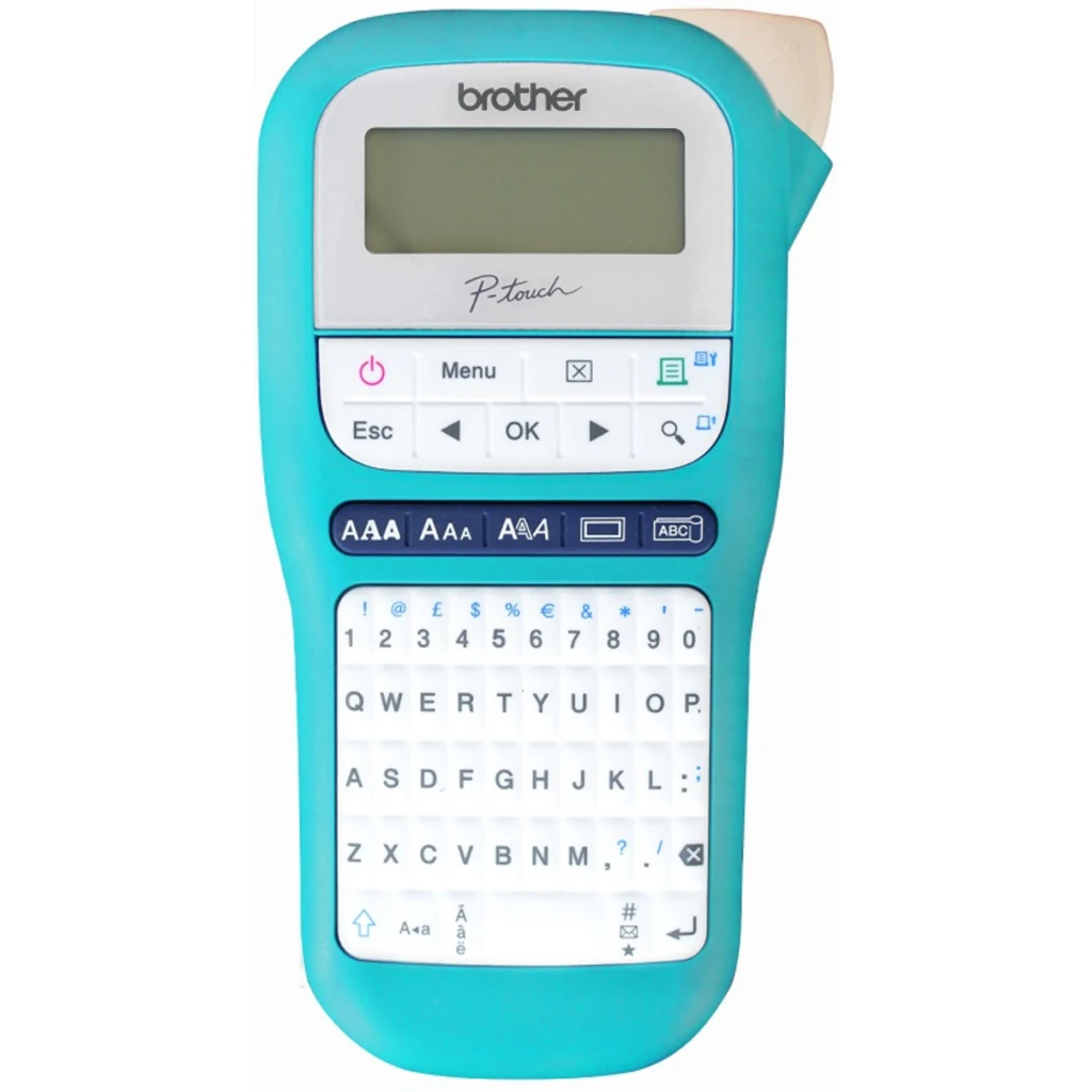 Rotuladora Brother PT-H110TB, Portátil 12mm ancho 3 Fuentes Color turquesa