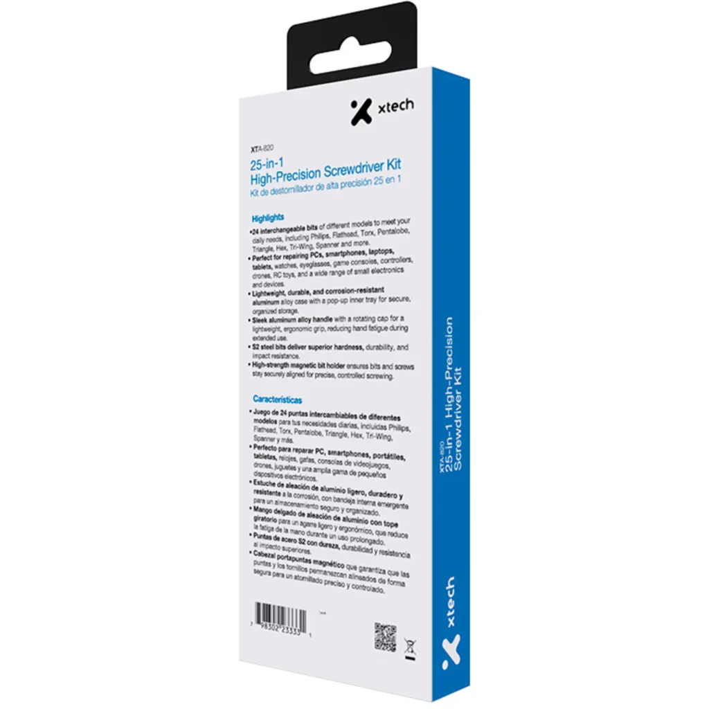 Imagen 10 de Xtech - 25-in-1 High-Precision Screwdriver Kit - S2 Steel and Al Alloy XTA-820