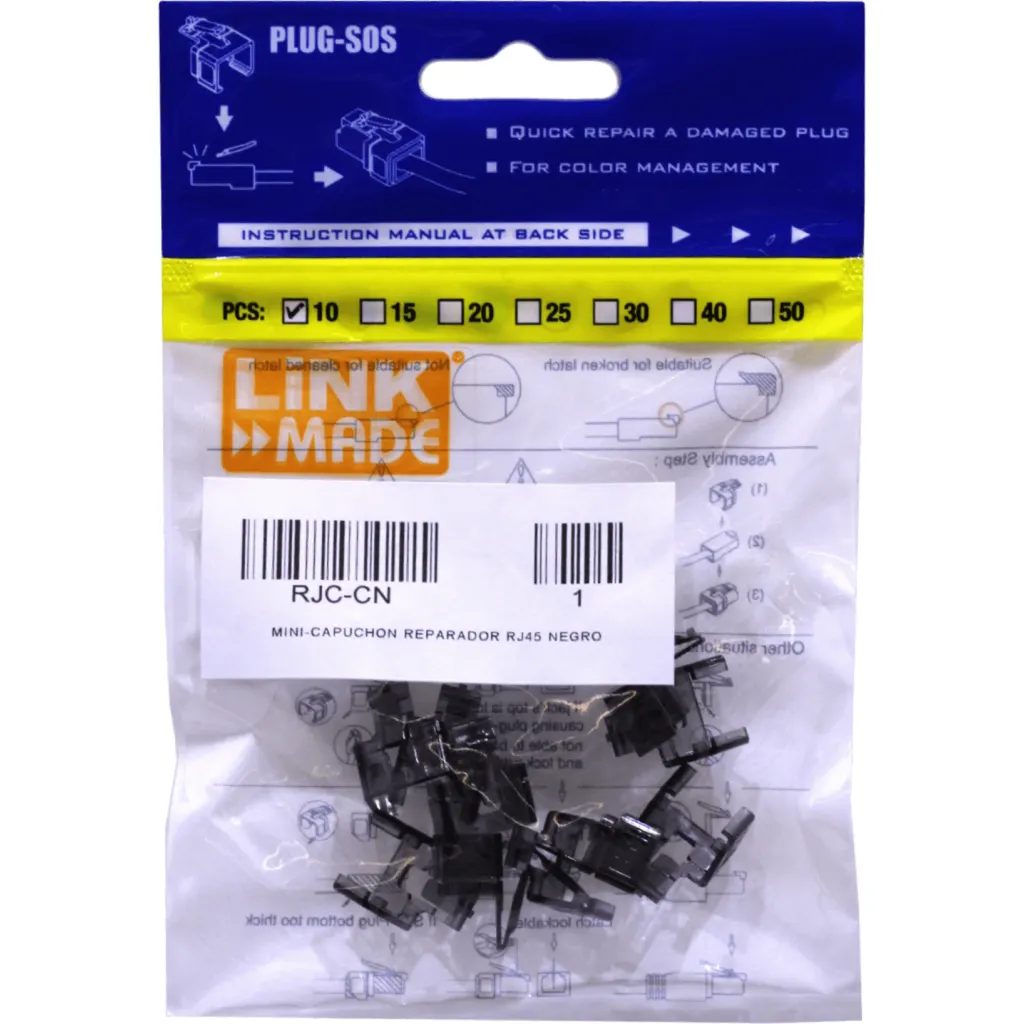 LINKMADE NEGRO MINI-CAPUCHON REPARADOR RJ45 BOLSA-10U.