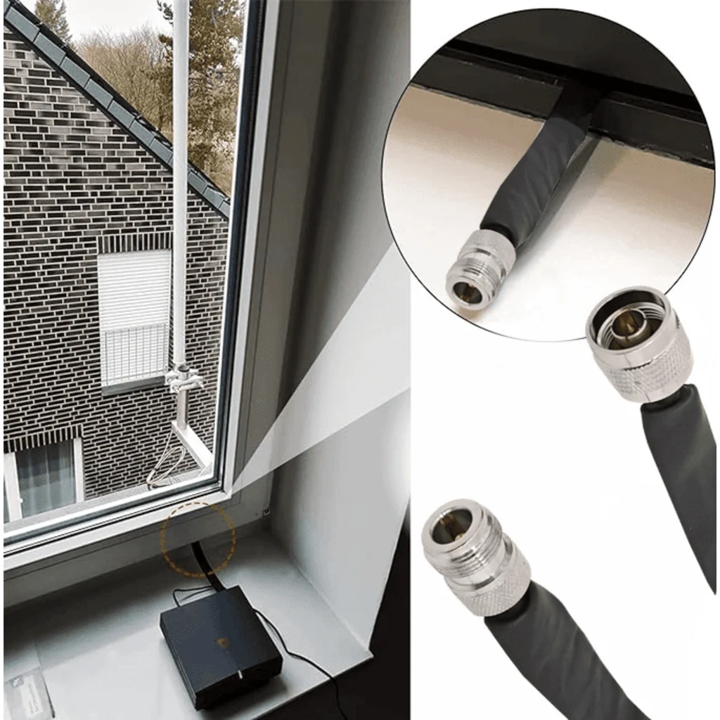Imagen 3 de 30cm Plano N-Hembra N-Macho Ventana Puerta Cable Coaxial 0-6GHz Negro