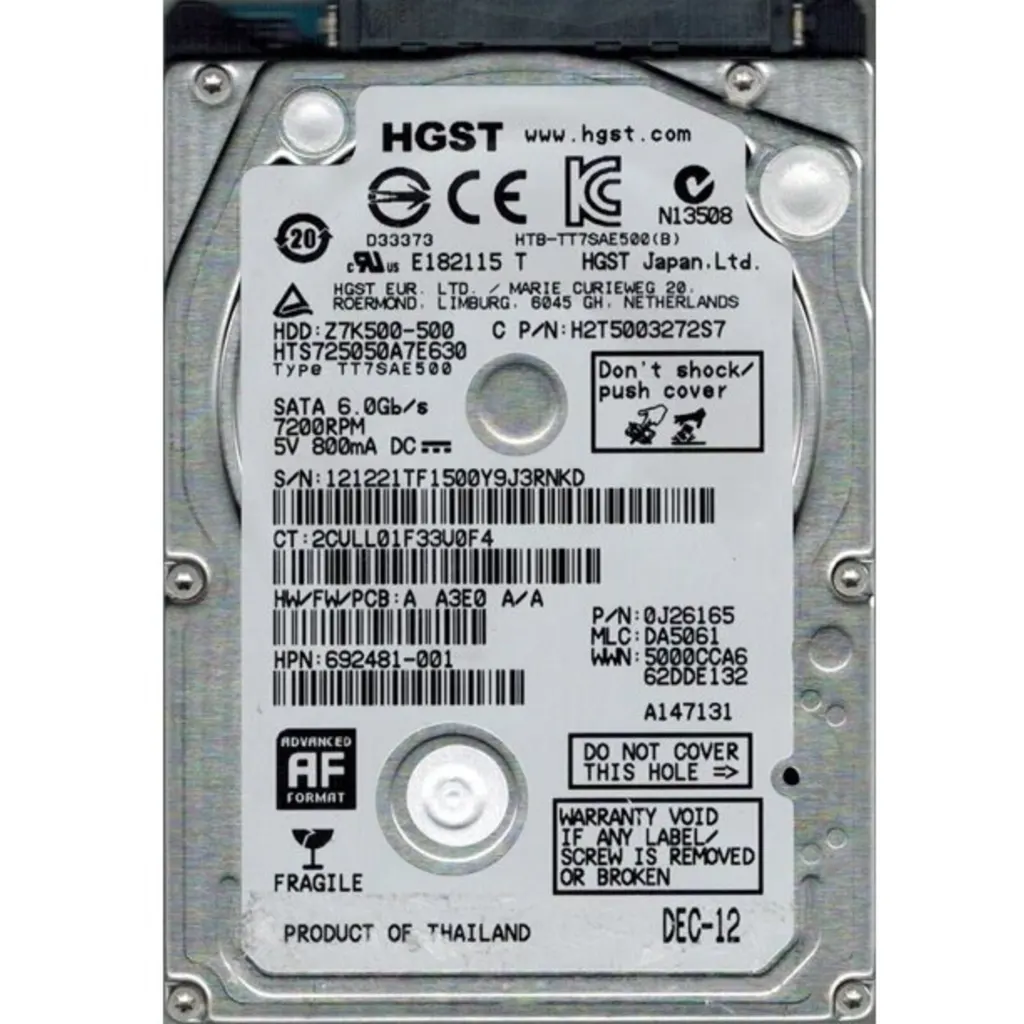 Disco Duro Hitachi Travelstar Z7K500 500GB 2.5" 7mm 7200 RPM SATA III 6GB/s 32MB (Reacondicionado)