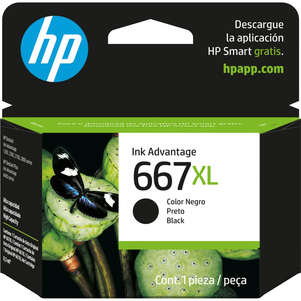 Cartridge HP 667XL Negro Para DeskJet Plus 6000/6400 INK 1200/2300/2700, 480Pág