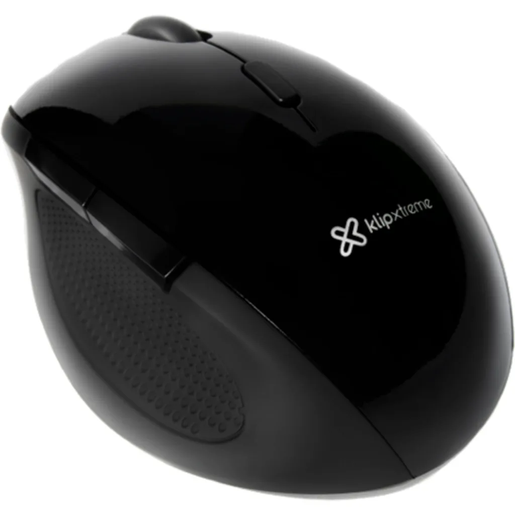 Mouse Ergonómico Inalámbrico KlipX KMW-5 Óptico 1600DPI 6 Btns Semi Vert. Negro