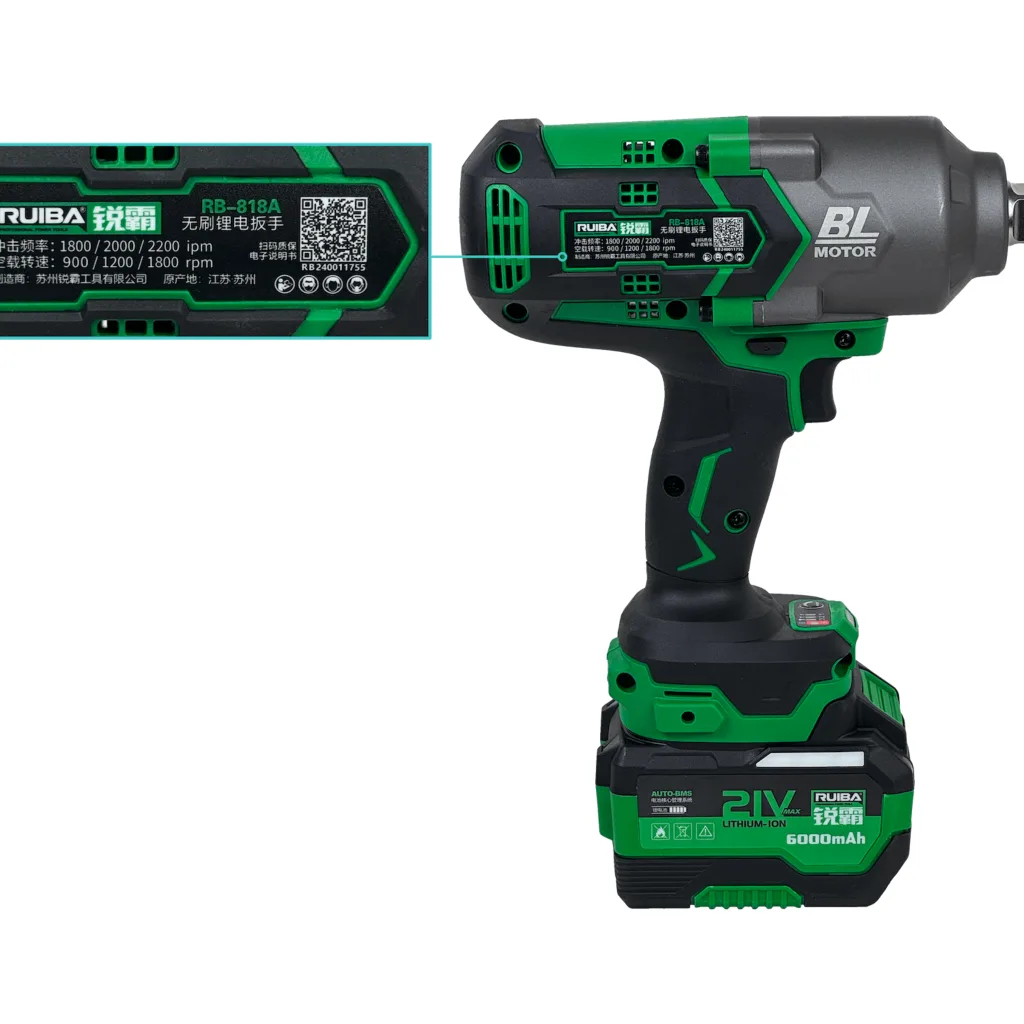 Imagen 5 de RUI Llave de impacto inlambrica 3/4-Ps ulg 19mm + 2 Bat-ion 21V 4Ah