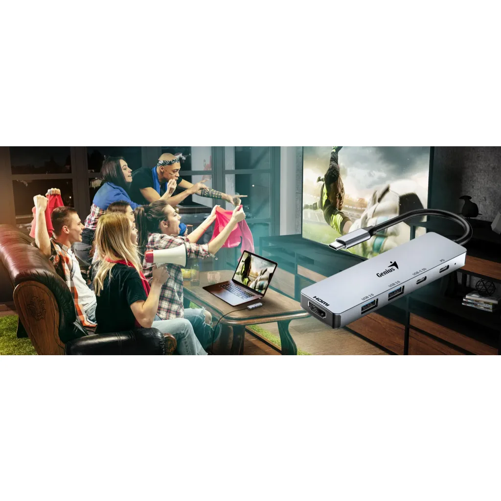 Imagen 6 de GENIUS HUB 5 in 1 PLUG TYPE-C to JACK HDMI, PD, USB 3.0-UH-500-GR