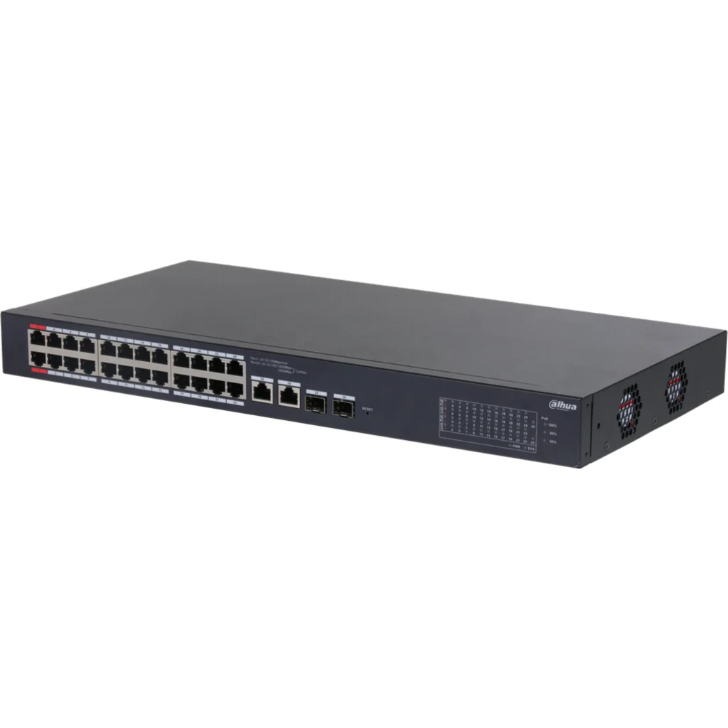 Switch Dahua 26 Puertos PoE Admin Cloud, Layer2. 4 Prts 10/100/1000