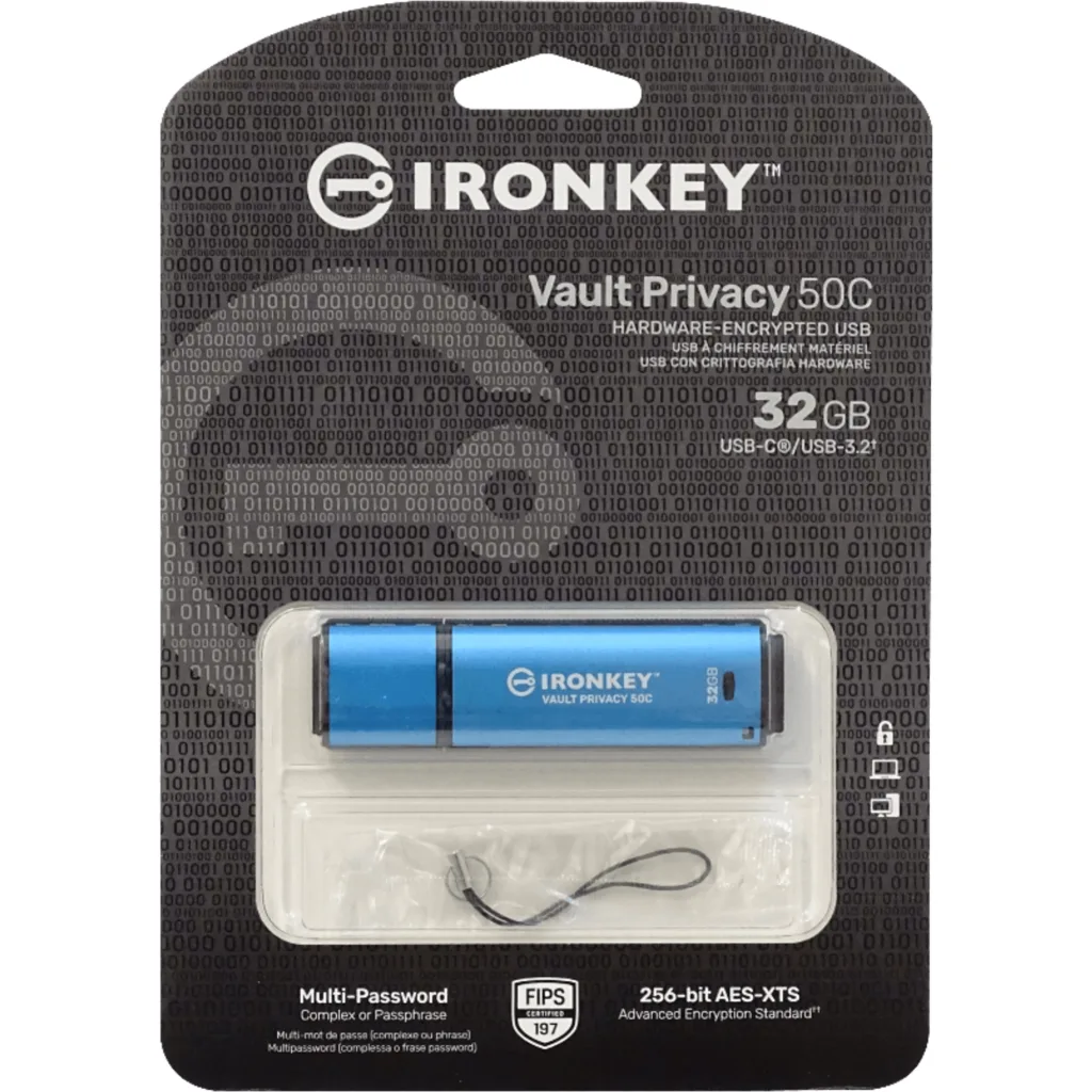 KINGSTON 32GB USB-C Encriptado AES-256 IronKey IKVP50C/32GB Pendrive