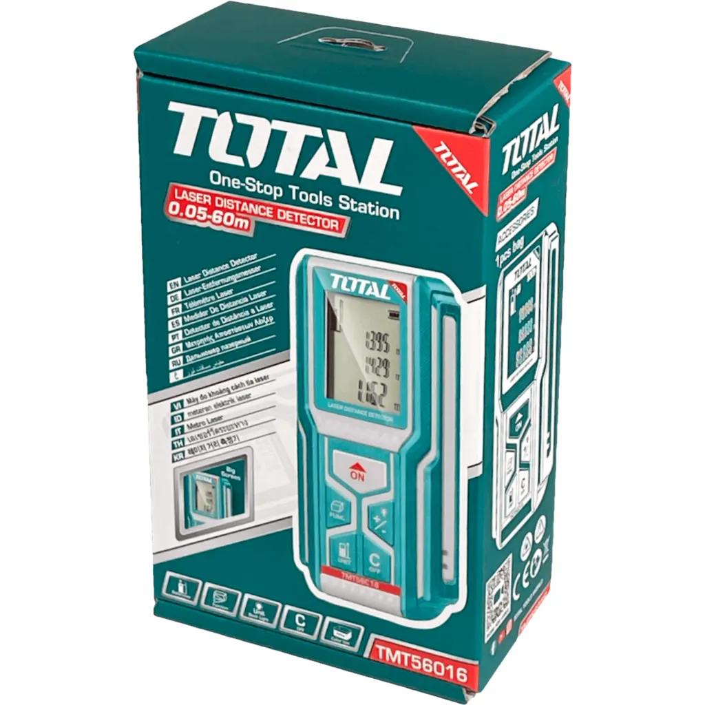 Imagen 2 de TOTAL Medidor Laser 0,05-60mts Memoria IP54 inc-2xAAA TMT56016