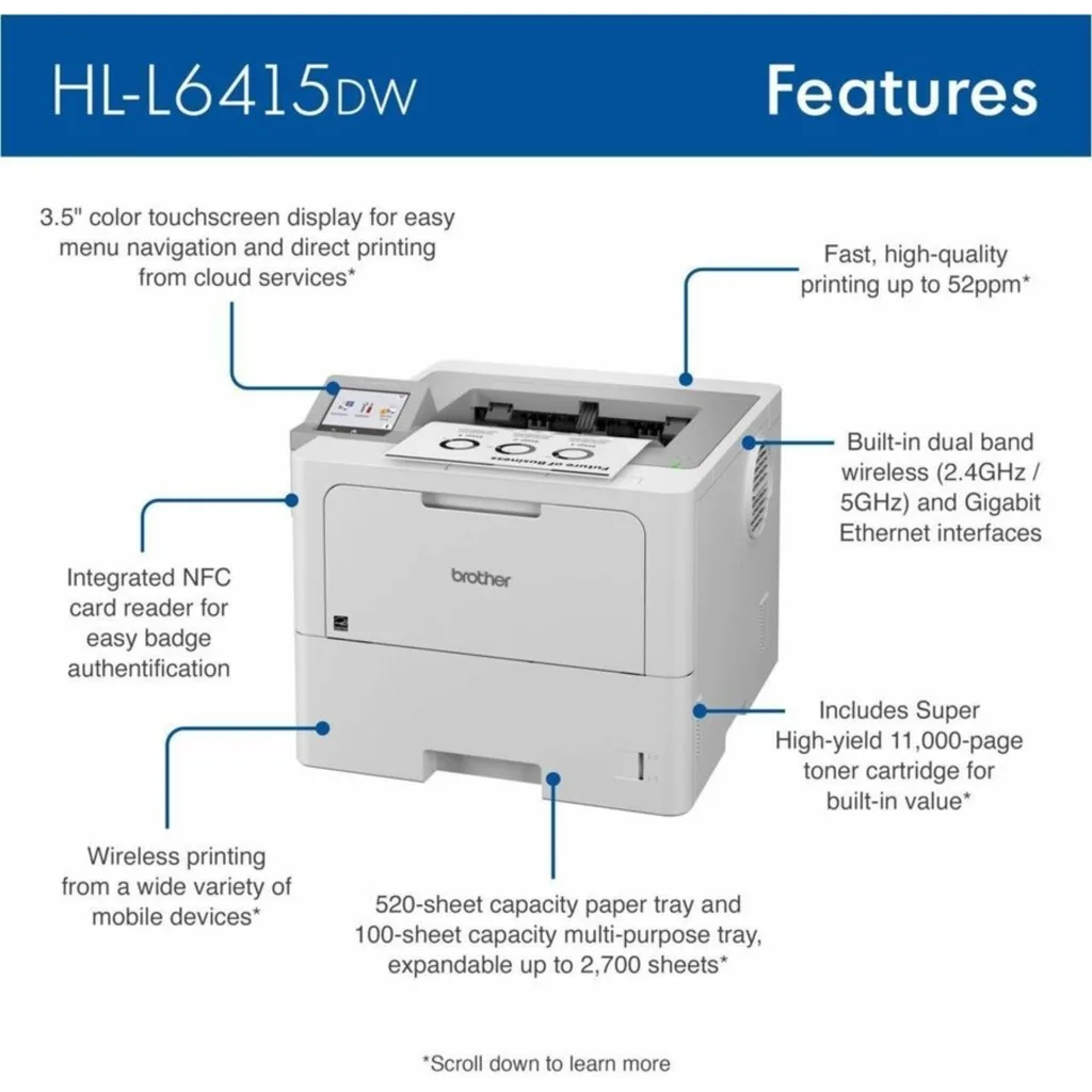 Imagen 9 de Impresora Brother HL-L6415DW Láser Monocrómo 52ppm WiFi Ethernet USB2.0