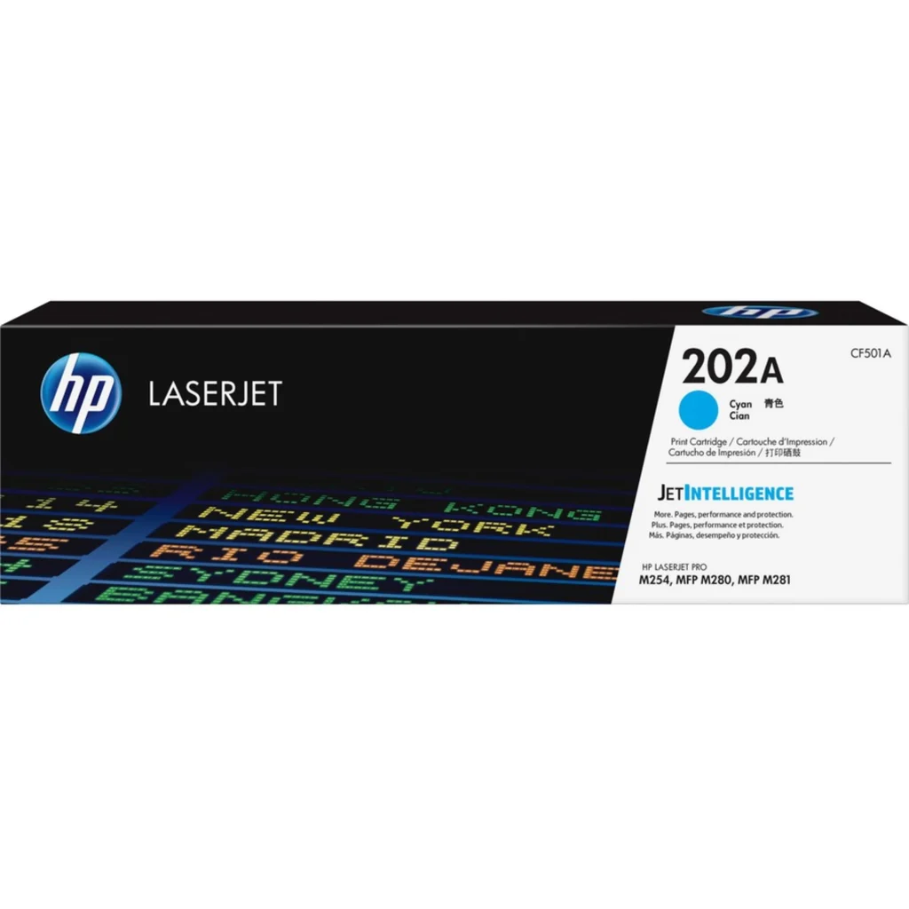 Toner HP 202A Cyan Impresoras Láser LaserJet Pro M254dw/M281fdw, 1300 Pág Aprox