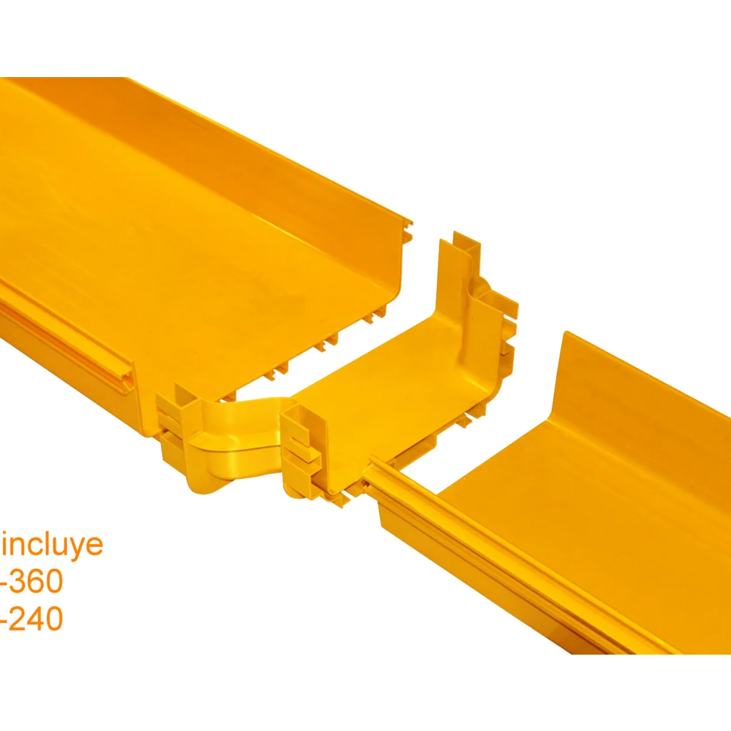 360x100 a 240x100mm Union Amarilla PC+ABS LSZH Convertidor Hembra