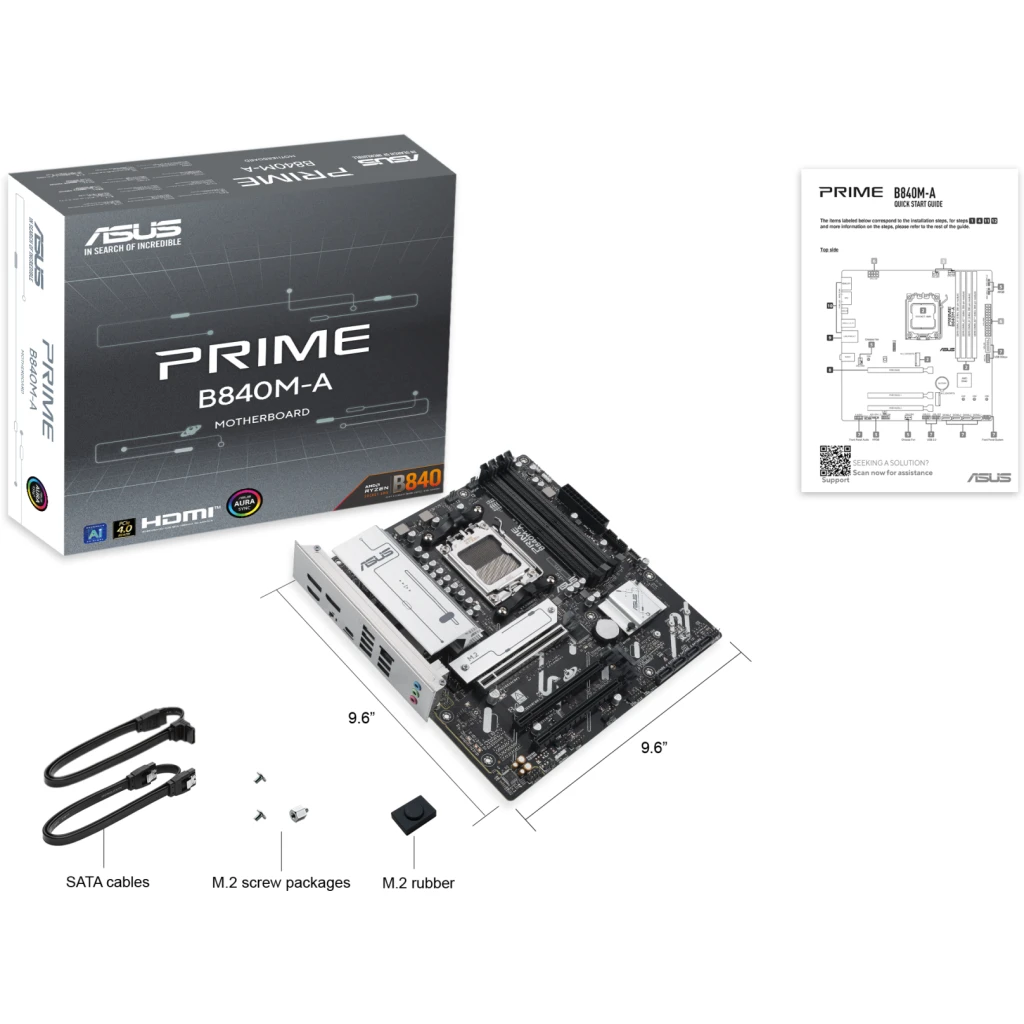 Imagen 3 de Tarjeta Madre Asus PRIME B840M-A Socket AM5 4*DDR5 DP HDMI 2.5Gb LAN m-ATX