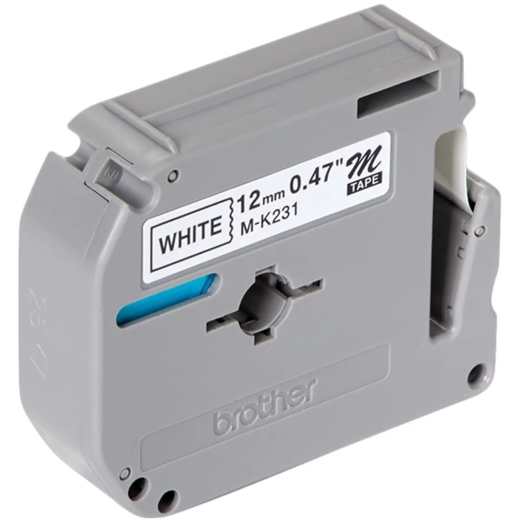 Cinta Rotuladora Brother M-231Negro sobre Blanco 12mm 8mts PT-90/100/110 PT70/80