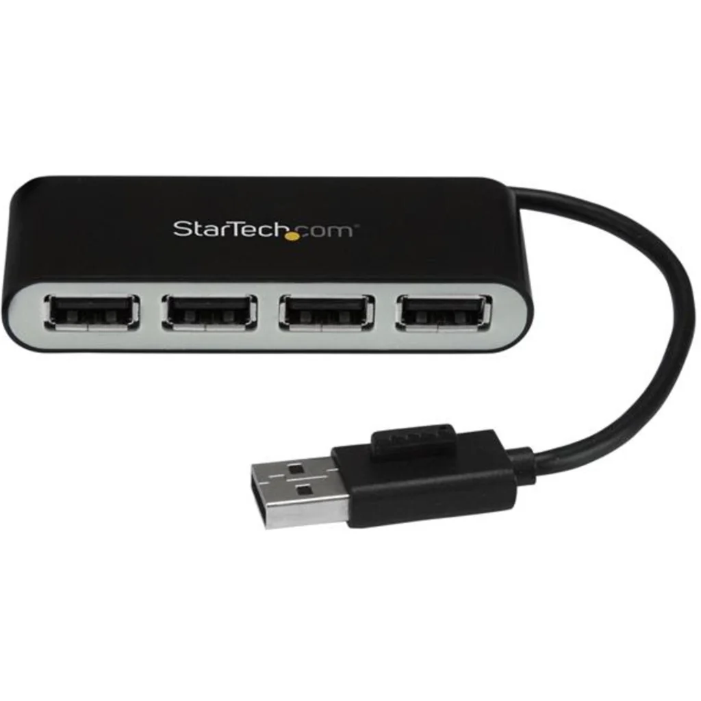 HUB StarTech Portátil USB 2.0 de 4 puertos con Cable Integrado Color Negro