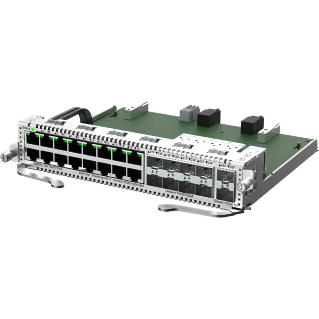 M6000-16GT8SFP2XS. Slot Modular para NBS6002 con 16 puertos de cobre, 8 puertos SFP 1Gbps, 2 Puertos