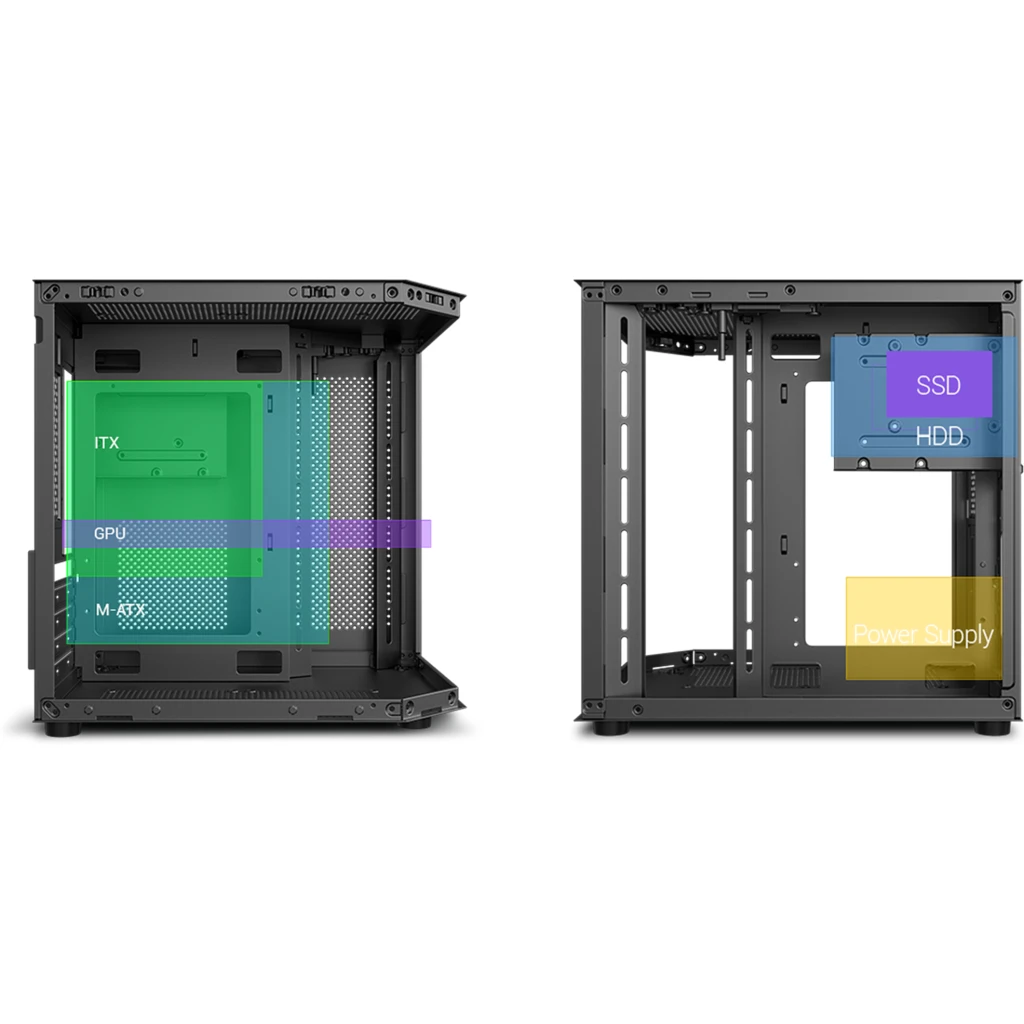 Imagen 5 de Gabinete Gamer REBEL 270deg | Micro ATX / ITX | 5 ARGB | Controladora + Control 