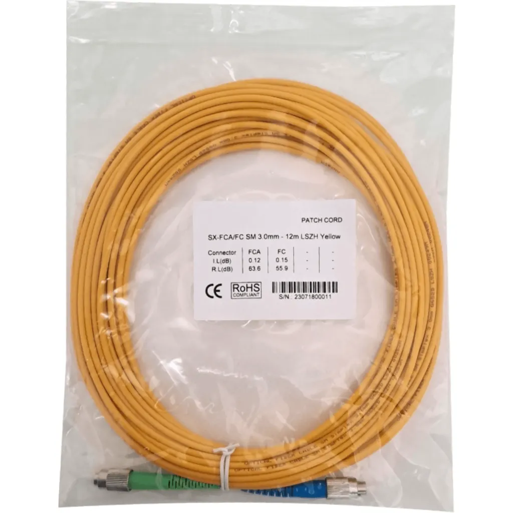 Imagen 1 de 12mt FC/APC-FC/UPC MonoModo SM Simplex Jumper Cable Fibra 9/125um 3mm 