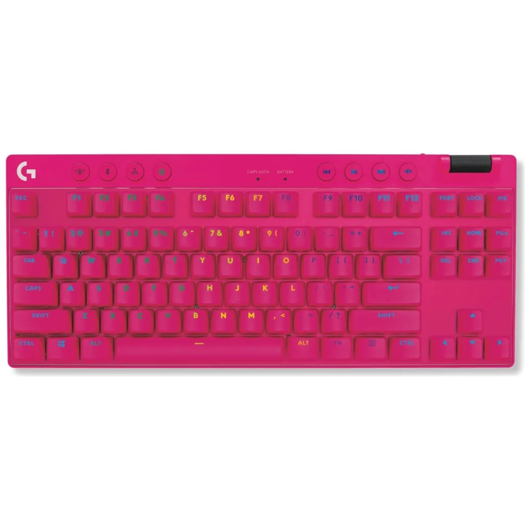 Imagen 7 de Logitech G PRO X TKL LIGHTSPEED Wireless Gaming Keyboard, Tactile Switches (GX Brown), Magenta - Teclado - sin teclado numérico - retroiluminación - Bluetooth, LIGHTSPEED - QWERTY - EE. UU. - interruptor: GX Brown Tactile - magenta