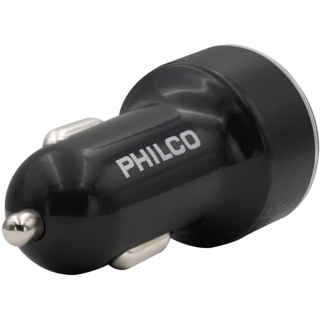 CARGADOR AUTO QC3.0 USB CON PANT LED PHILCO